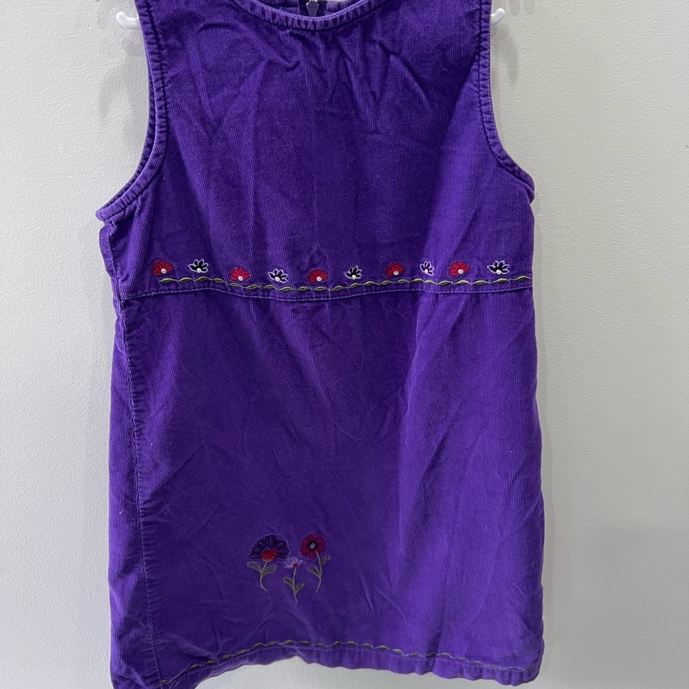 Vintage Purple McKids Zip-Up corduroy dress with embrodiered flowers